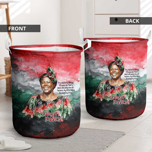 Wangari Maathai Laundry Basket Kenyan Flag Watercolor Style - Environmental Quote Planting Trees Tribute Eco-Activism - African Pride