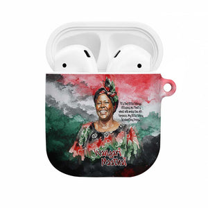 Wangari Maathai AirPods Case Kenyan Flag Watercolor Style - Environmental Quote Planting Trees Tribute Eco-Activism - African Pride