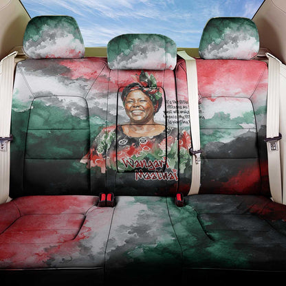 Wangari Maathai Back Car Seat Cover Kenyan Flag Watercolor Style - Environmental Quote Planting Trees Tribute Eco-Activism - African Pride