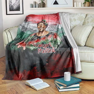 Wangari Maathai Blanket Kenyan Flag Watercolor Style - Environmental Quote Planting Trees Tribute Eco-Activism - African Pride