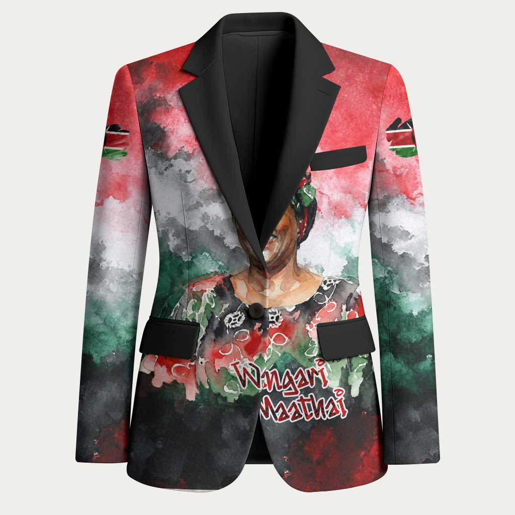 Wangari Maathai Blazer Kenyan Flag Watercolor Style - Environmental Quote Planting Trees Tribute Eco-Activism - African Pride