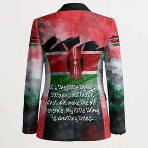 Wangari Maathai Blazer Kenyan Flag Watercolor Style - Environmental Quote Planting Trees Tribute Eco-Activism - African Pride