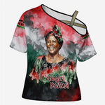 Wangari Maathai Cross Shoulder Shirt Kenyan Flag Watercolor Style - Environmental Quote Planting Trees Tribute Eco-Activism - African Pride