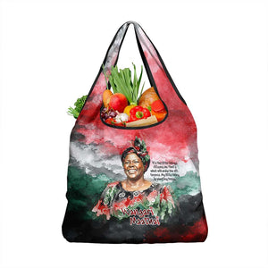 Wangari Maathai Grocery Bag Kenyan Flag Watercolor Style - Environmental Quote Planting Trees Tribute Eco-Activism - African Pride
