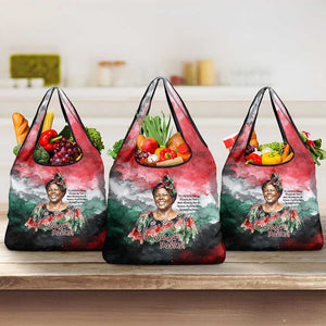 Wangari Maathai Grocery Bag Kenyan Flag Watercolor Style - Environmental Quote Planting Trees Tribute Eco-Activism - African Pride