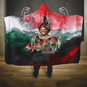 Wangari Maathai Hooded Blanket Kenyan Flag Watercolor Style - Environmental Quote Planting Trees Tribute Eco-Activism - African Pride