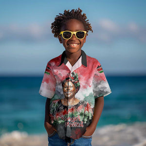 Wangari Maathai Kid Hawaiian Shirt Kenyan Flag Watercolor Style - Environmental Quote Planting Trees Tribute Eco-Activism - African Pride
