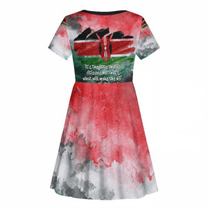 Wangari Maathai Kid Short Sleeve Dress Kenyan Flag Watercolor Style - Environmental Quote Planting Trees Tribute Eco-Activism - African Pride