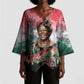 Wangari Maathai Kimono Sleeve Blouse Kenyan Flag Watercolor Style - Environmental Quote Planting Trees Tribute Eco-Activism - African Pride
