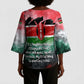 Wangari Maathai Kimono Sleeve Blouse Kenyan Flag Watercolor Style - Environmental Quote Planting Trees Tribute Eco-Activism - African Pride