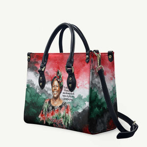 Wangari Maathai Leather Bag Kenyan Flag Watercolor Style - Environmental Quote Planting Trees Tribute Eco-Activism - African Pride