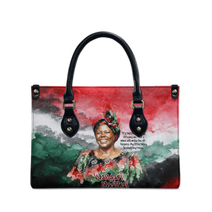 Wangari Maathai Leather Bag Kenyan Flag Watercolor Style - Environmental Quote Planting Trees Tribute Eco-Activism - African Pride
