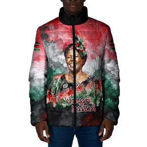 Wangari Maathai Padded Jacket Kenyan Flag Watercolor Style - Environmental Quote Planting Trees Tribute Eco-Activism - African Pride