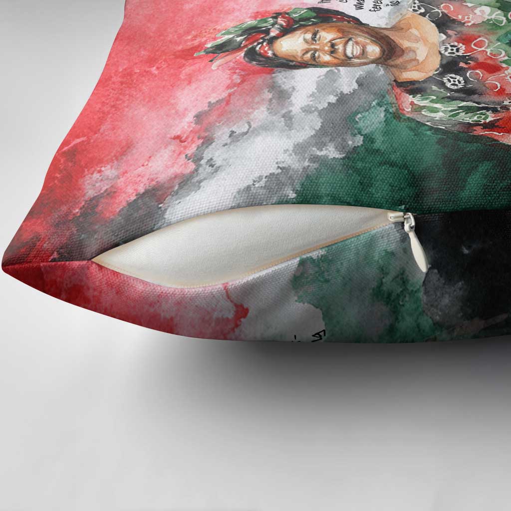 Wangari Maathai Pillow Cover Kenyan Flag Watercolor Style - Environmental Quote Planting Trees Tribute Eco-Activism - African Pride