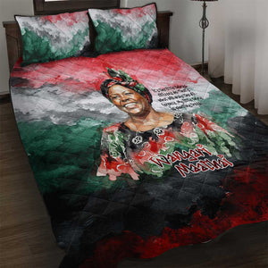 Wangari Maathai Quilt Bed Set Kenyan Flag Watercolor Style - Environmental Quote Planting Trees Tribute Eco-Activism - African Pride