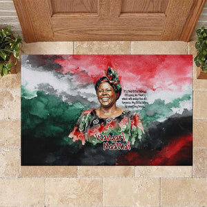 Wangari Maathai Rubber Doormat Kenyan Flag Watercolor Style - Environmental Quote Planting Trees Tribute Eco-Activism - African Pride
