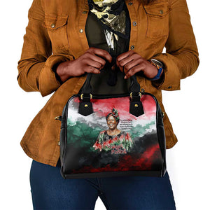 Wangari Maathai Shoulder Handbag Kenyan Flag Watercolor Style - Environmental Quote Planting Trees Tribute Eco-Activism - African Pride