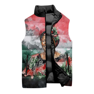 Wangari Maathai Sleeveless Puffer Jacket Kenyan Flag Watercolor Style - Environmental Quote Planting Trees Tribute Eco-Activism - African Pride