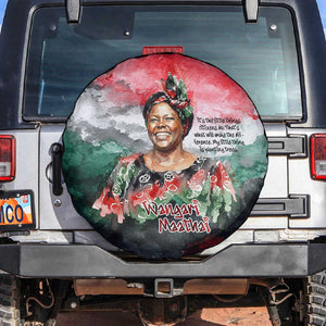 Wangari Maathai Spare Tire Cover Kenyan Flag Watercolor Style - Environmental Quote Planting Trees Tribute Eco-Activism - African Pride