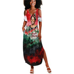 Wangari Maathai Summer Maxi Dress Kenyan Flag Watercolor Style - Environmental Quote Planting Trees Tribute Eco-Activism - African Pride