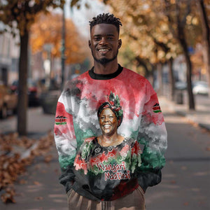 Wangari Maathai Sweatshirt Kenyan Flag Watercolor Style - Environmental Quote Planting Trees Tribute Eco-Activism - African Pride