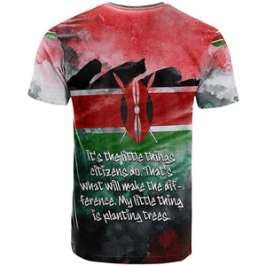 Wangari Maathai T shirt Kenyan Flag Watercolor Style - Environmental Quote Planting Trees Tribute Eco-Activism - African Pride