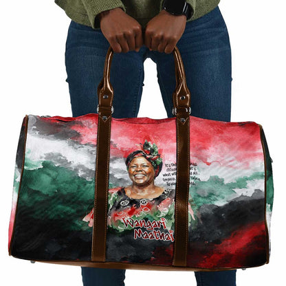 Wangari Maathai Travel Bag Kenyan Flag Watercolor Style - Environmental Quote Planting Trees Tribute Eco-Activism - African Pride
