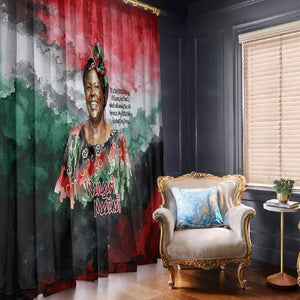 Wangari Maathai Window Curtain Kenyan Flag Watercolor Style - Environmental Quote Planting Trees Tribute Eco-Activism - African Pride