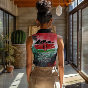 Wangari Maathai Women Sleeveless Polo Shirt Kenyan Flag Watercolor Style - Environmental Quote Planting Trees Tribute Eco-Activism - African Pride