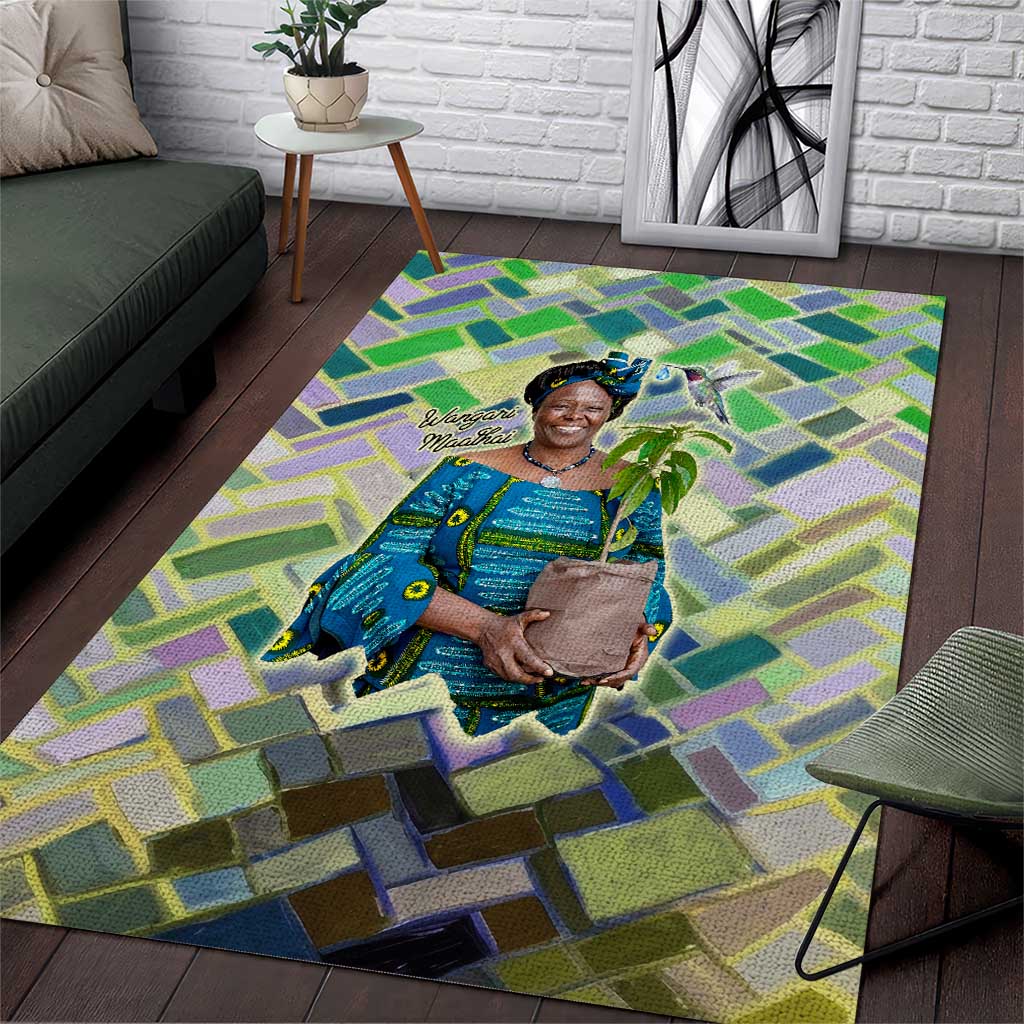 Wangari Maathai Area Rug Hummingbird Quote Tree Planting Theme Environmental Justice Tribute - African Pride