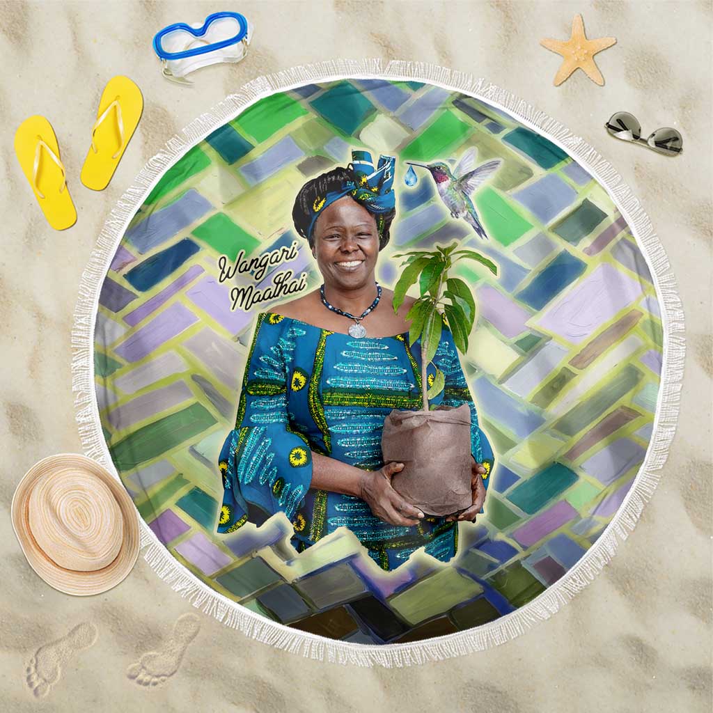 Wangari Maathai Beach Blanket Hummingbird Quote Tree Planting Theme Environmental Justice Tribute - African Pride