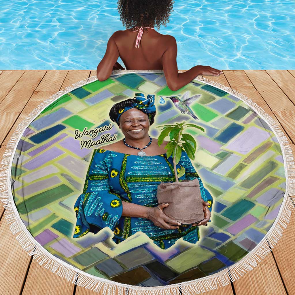 Wangari Maathai Beach Blanket Hummingbird Quote Tree Planting Theme Environmental Justice Tribute - African Pride