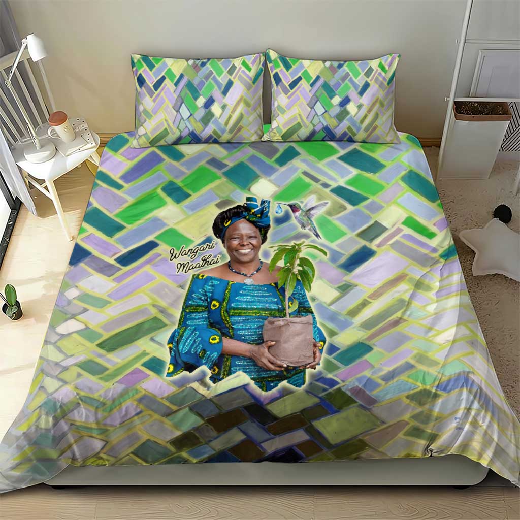 Wangari Maathai Bedding Set Hummingbird Quote Tree Planting Theme Environmental Justice Tribute - African Pride