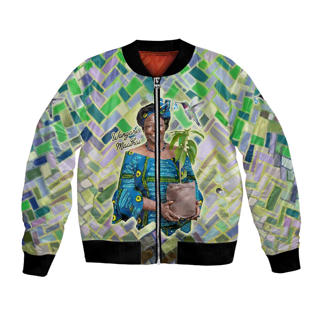 Wangari Maathai Bomber Jacket Hummingbird Quote Tree Planting Theme Environmental Justice Tribute - African Pride