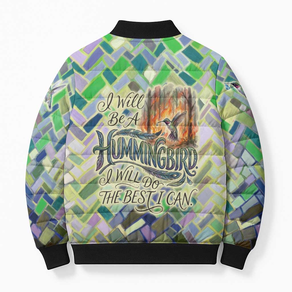 Wangari Maathai Bomber Puffer Jacket Hummingbird Quote Tree Planting Theme Environmental Justice Tribute - African Pride