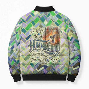 Wangari Maathai Bomber Puffer Jacket Hummingbird Quote Tree Planting Theme Environmental Justice Tribute - African Pride