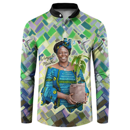 Wangari Maathai Button Sweatshirt Hummingbird Quote Tree Planting Theme Environmental Justice Tribute