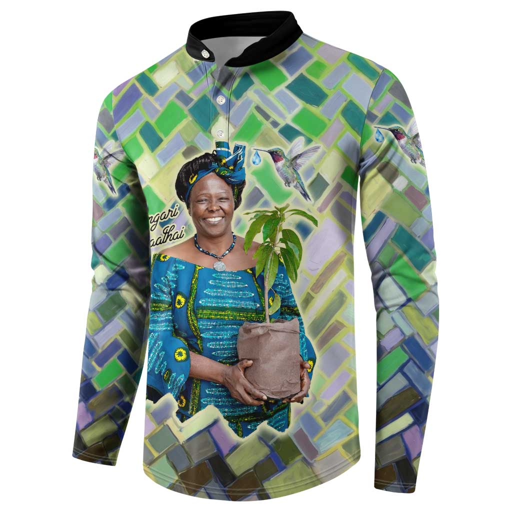Wangari Maathai Button Sweatshirt Hummingbird Quote Tree Planting Theme Environmental Justice Tribute