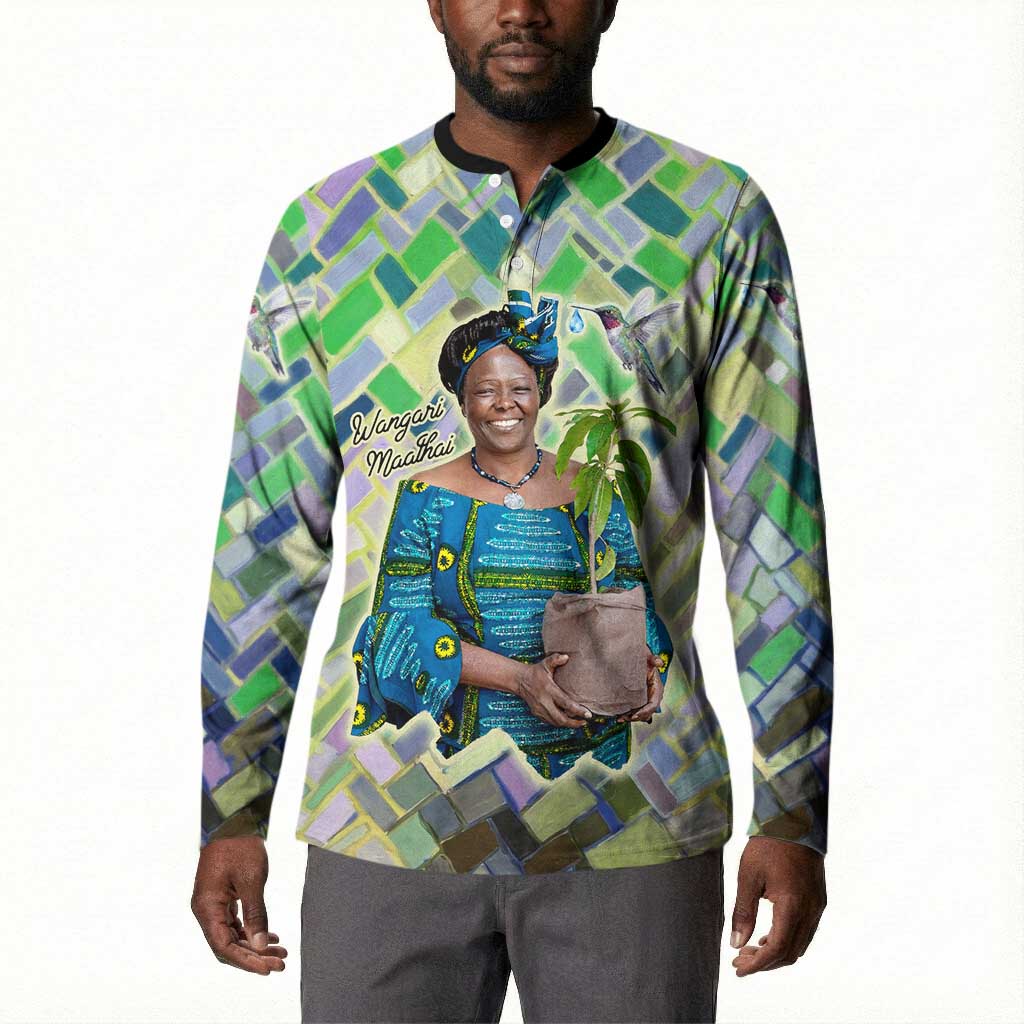 Wangari Maathai Button Sweatshirt Hummingbird Quote Tree Planting Theme Environmental Justice Tribute
