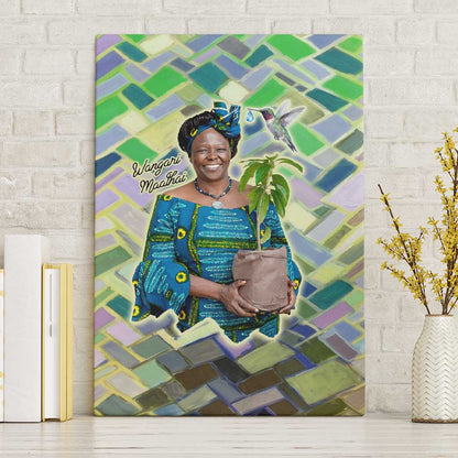 Wangari Maathai Canvas Wall Art Hummingbird Quote Tree Planting Theme Environmental Justice Tribute - African Pride