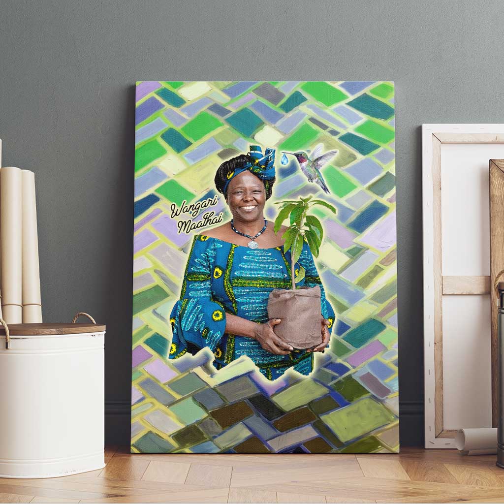 Wangari Maathai Canvas Wall Art Hummingbird Quote Tree Planting Theme Environmental Justice Tribute - African Pride