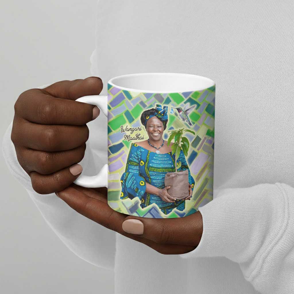 Wangari Maathai Ceramic Mug Hummingbird Quote Tree Planting Theme Environmental Justice Tribute - African Pride