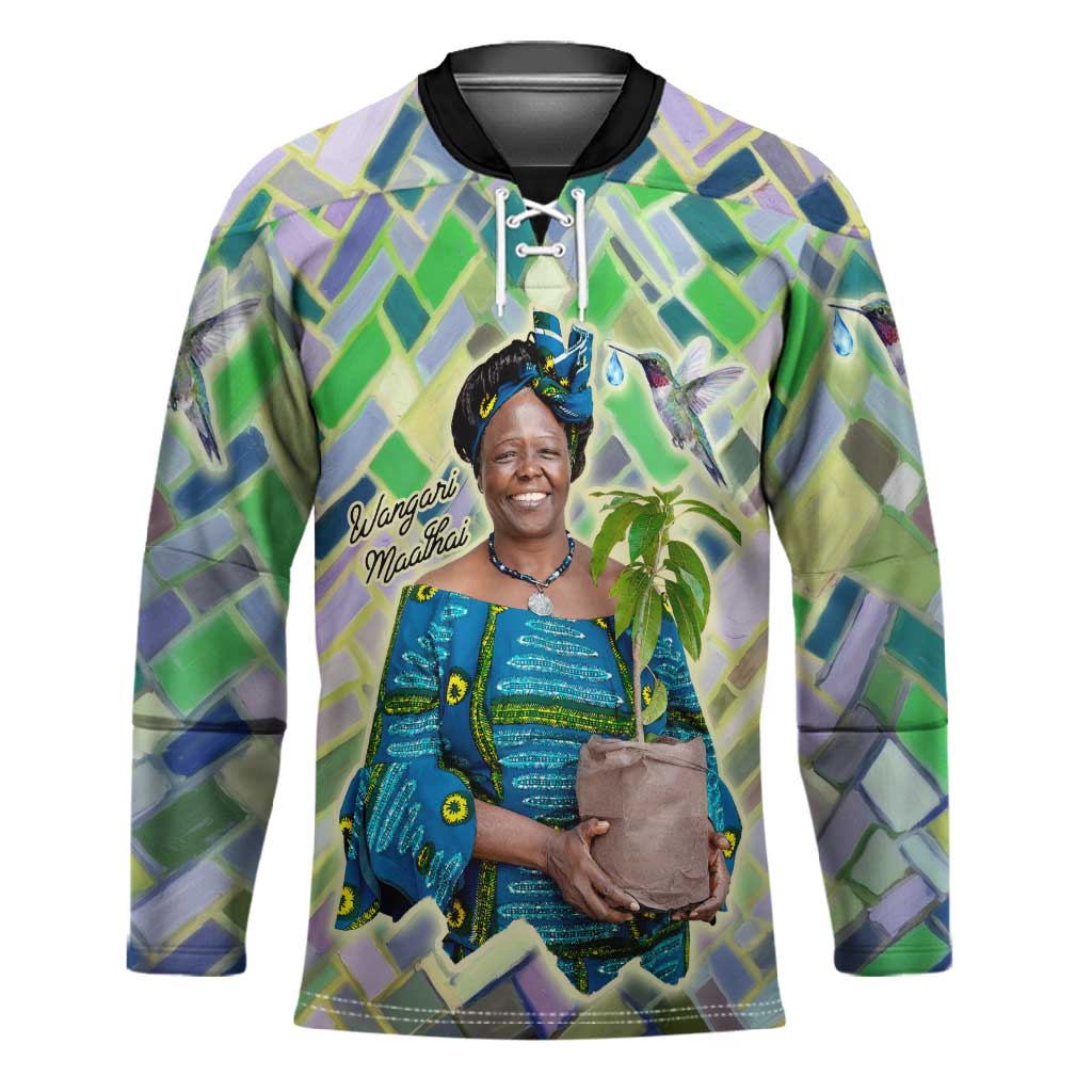 Wangari Maathai Hockey Jersey Hummingbird Quote Tree Planting Theme Environmental Justice Tribute - African Pride