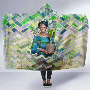 Wangari Maathai Hooded Blanket Hummingbird Quote Tree Planting Theme Environmental Justice Tribute - African Pride