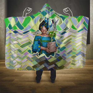 Wangari Maathai Hooded Blanket Hummingbird Quote Tree Planting Theme Environmental Justice Tribute - African Pride