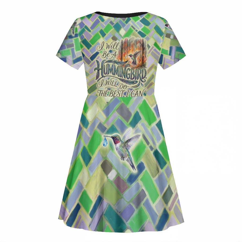 Wangari Maathai Kid Short Sleeve Dress Hummingbird Quote Tree Planting Theme Environmental Justice Tribute - African Pride