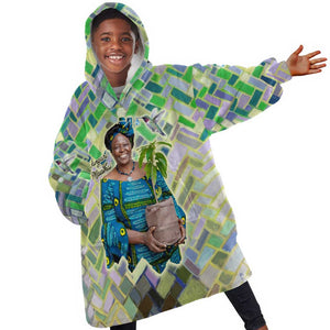 Wangari Maathai Kid Wearable Blanket Hoodie Hummingbird Quote Tree Planting Theme Environmental Justice Tribute - African Pride