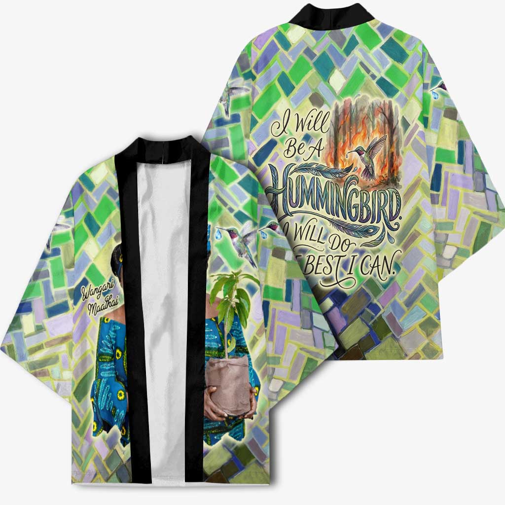 Wangari Maathai Kimono Hummingbird Quote Tree Planting Theme Environmental Justice Tribute - African Pride
