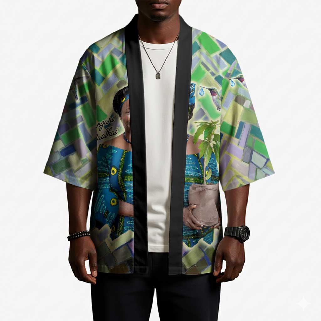 Wangari Maathai Kimono Hummingbird Quote Tree Planting Theme Environmental Justice Tribute - African Pride