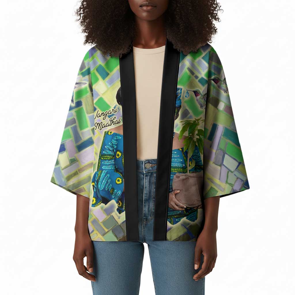 Wangari Maathai Kimono Hummingbird Quote Tree Planting Theme Environmental Justice Tribute - African Pride